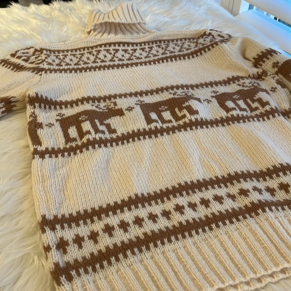 UGLY CHRISTMAS SWEATER (Turtle Neck) off white/ cream and light brown - Picture 7 of 7